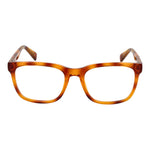 Guess Brown Women Glasses Frame with brown full-rim square plastic design, demo lenses, and spring hinge for comfort.