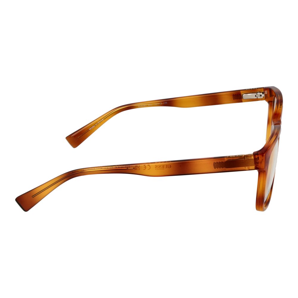 Side view of Guess Brown Women Glasses Frame with a plastic full-rim design and square style, featuring 145mm temples and a 140mm frame width.