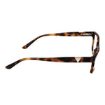 Side view of Guess Brown Women Glasses Frame with full-rim rectangle style and plastic frame material.