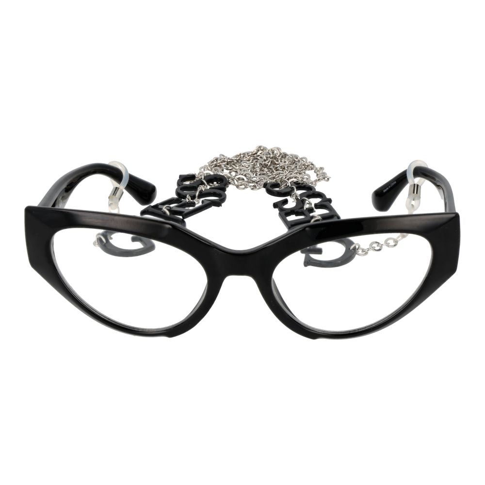 Guess Black Women Glasses Frame in full-rim cat eye style with plastic frame, includes branded case and eyewear chain.