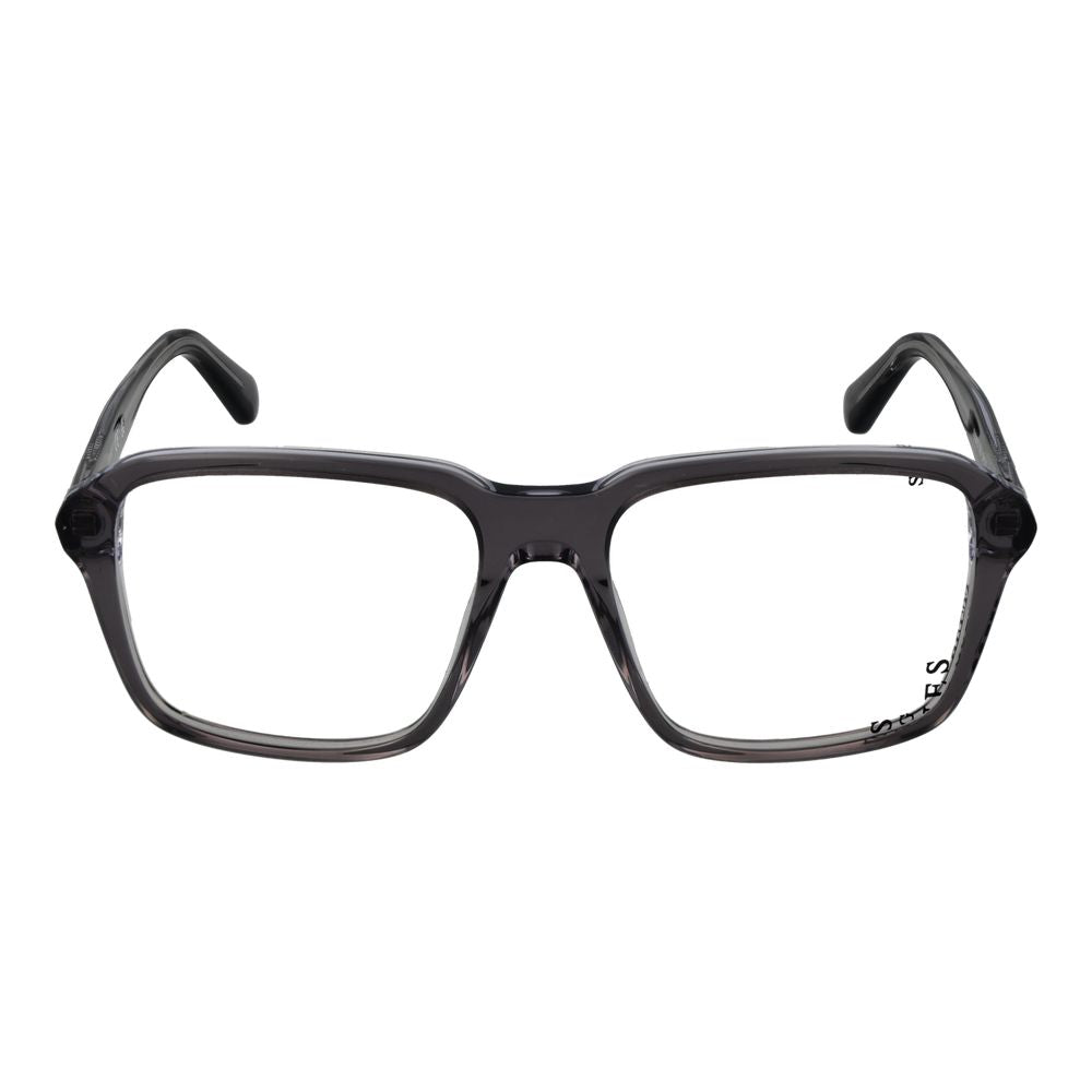 Guess Gray Women Glasses Frame - Full-Rim Square Style, Grey Plastic, 54-17-145, includes branded case, spring hinge, no extra lenses.