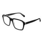Guess Black Women Glasses Frame, full-rim square black plastic design, demo lenses, spring hinge, size 54-17-145, includes branded case.