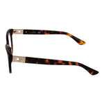 Side view of Guess Brown Women Glasses Frame, full-rim style in tortoiseshell color with plastic cat-eye design.