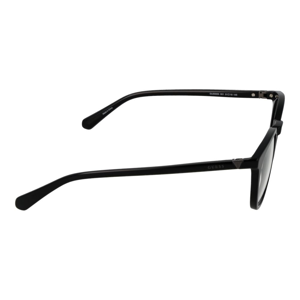 Side view of Guess Black Women Glasses Frame in full-rim plastic with demo lenses, featuring lightweight and comfortable design for women.