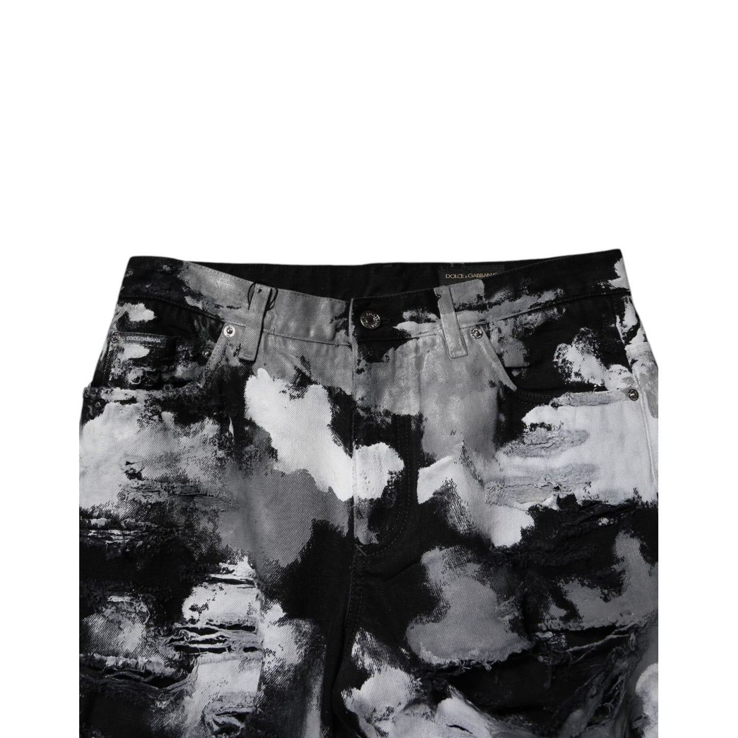 Dolce & Gabbana Multicolor Camouflage Tattered Skinny Denim Jeans