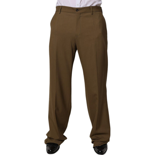 Dolce & Gabbana Brown Wool Straight Formal Dress Pants PAN75355-48