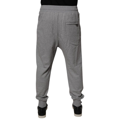 Dolce & Gabbana Gray Logo Cotton Men Jogger Sweatpants Pants