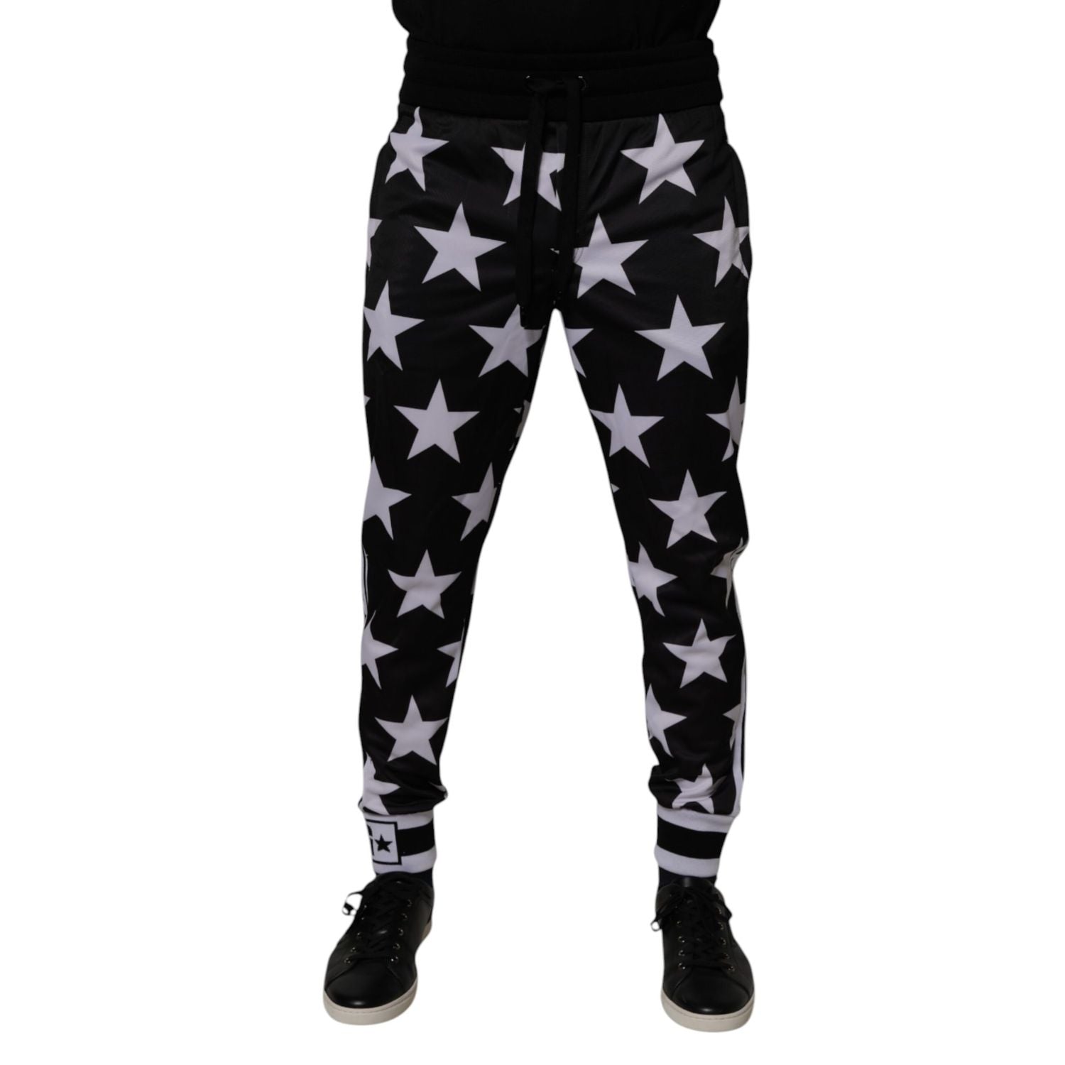 Dolce & Gabbana Black White Stars Jogger Men Sweatpants Pants