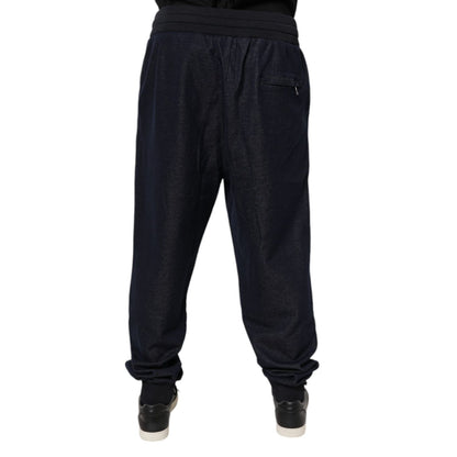 Dolce & Gabbana Black Jacquard Jogger Men Sweatpants Pants