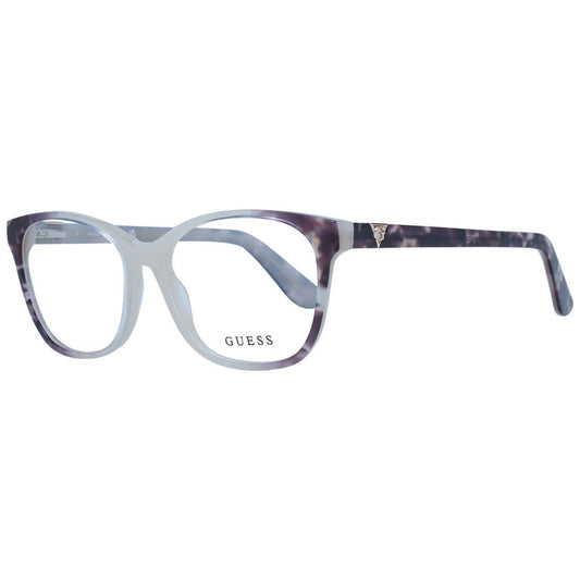Guess White Women Glasses Frame in acetate, full-rim style, butterfly shape, with demo plastic lenses. Size 53-15-140.
