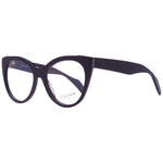 Yohji Yamamoto Purple Women Glasses Frame in cat eye style with blue-filter, plastic full-rim frame, and demo lenses.