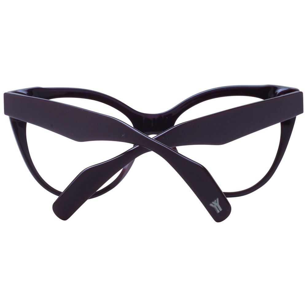 Yohji Yamamoto Purple Women Glasses Frame in cat eye style with full-rim plastic frame and demo lenses.