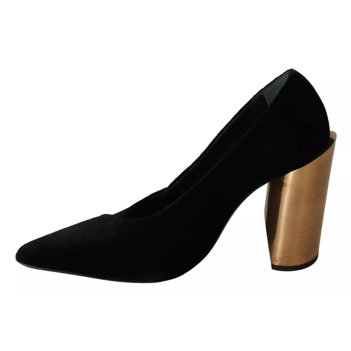 Jil Sander Black Leather Suede Block Heels Pumps Shoes