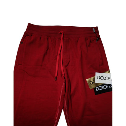 Dolce & Gabbana Red Logo Tape Cotton Jogger Sweatpants Pants