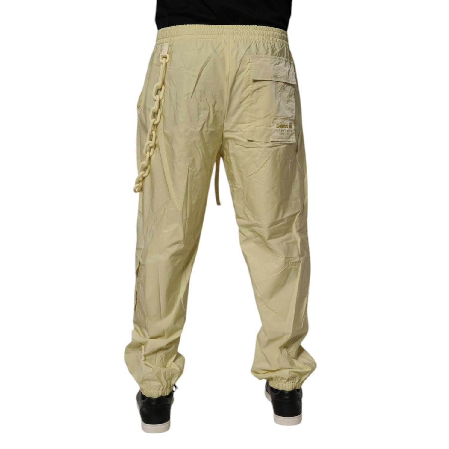Dolce & Gabbana Yellow Nylon Cargo Chain Men Jogger Pants