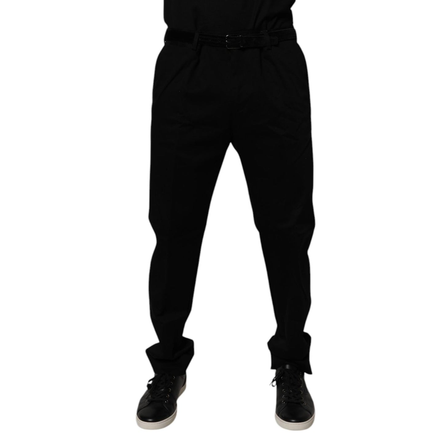 Dolce & Gabbana Black Cotton Men Skinny Dress Formal Pants