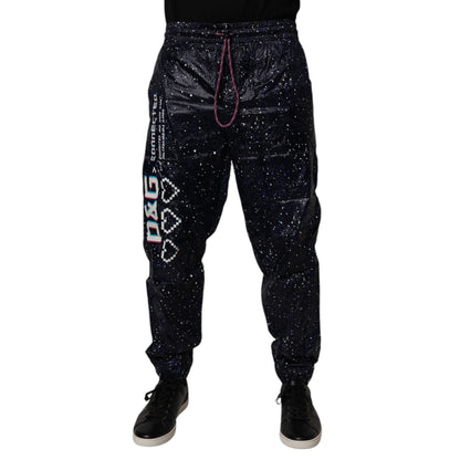 Dolce & Gabbana Dark Blue DG Game Print Cotton Jogger Pants