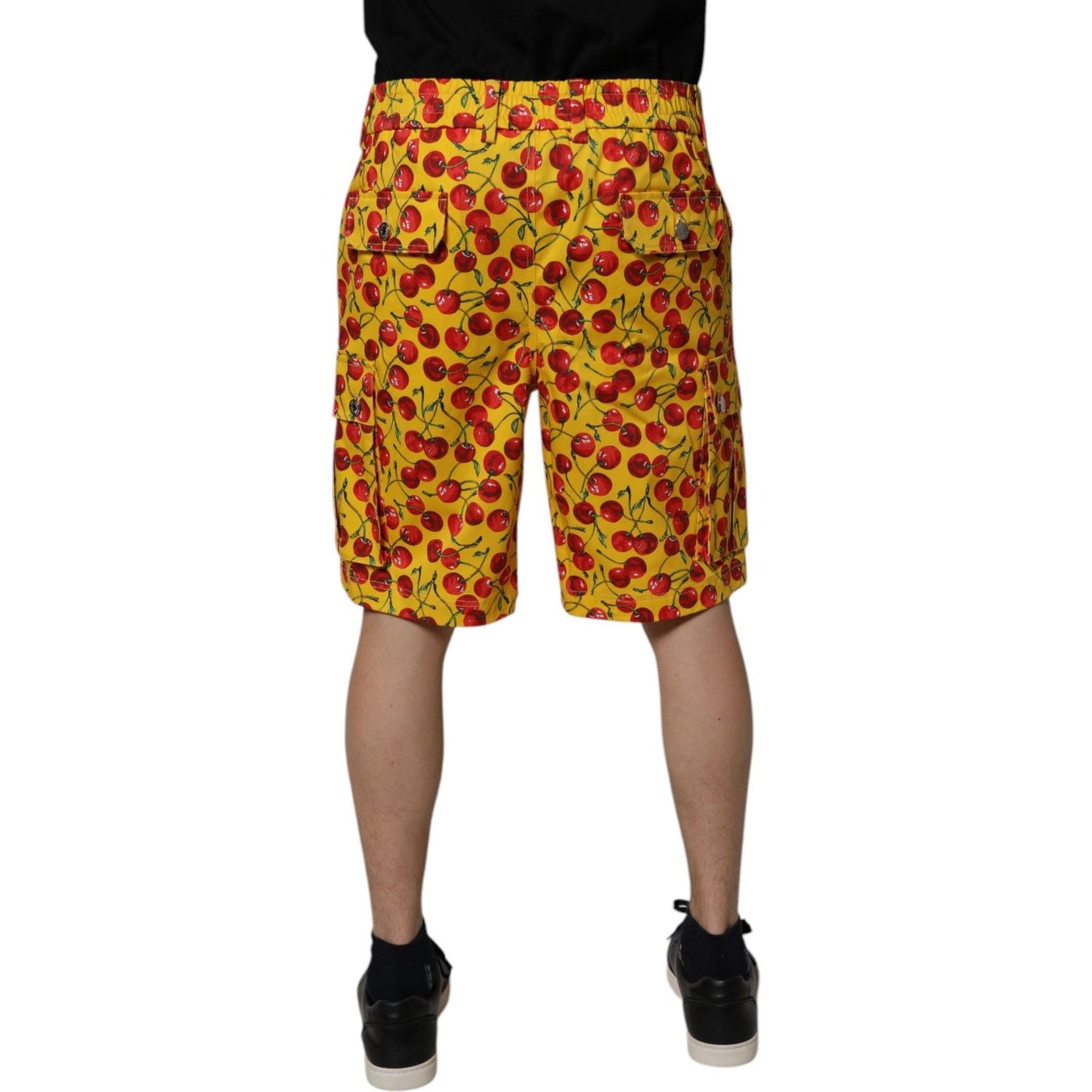 Dolce & Gabbana Yellow Cherry Print Cotton Men Bermuda Shorts PAN75743-48
