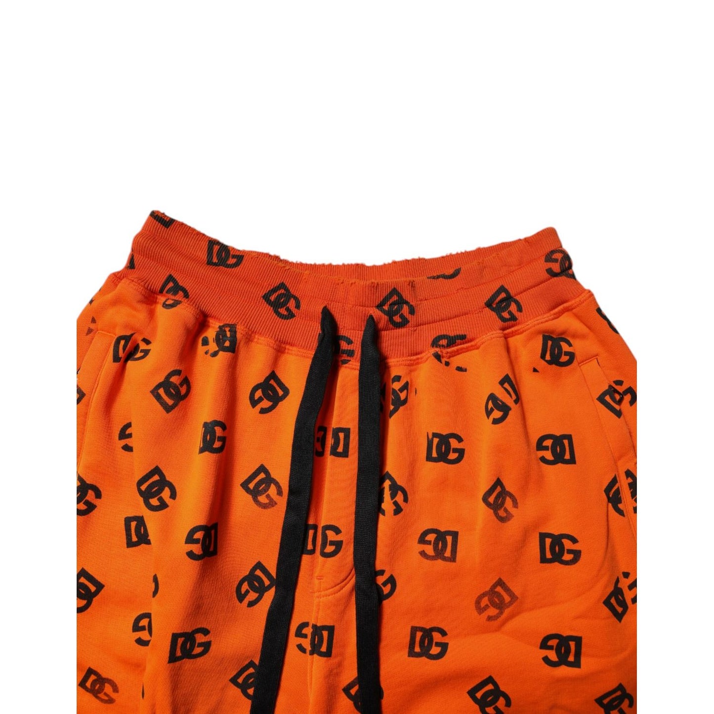 Dolce & Gabbana Orange Logo Monogram Cotton Bermuda Shorts