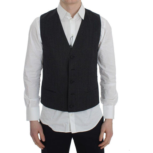 Dolce & Gabbana Gray Striped Formal Vest NOC10029-1