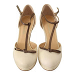SERGIO LEVANTESI Beige T-Strap Block Heels Pumps Leather Shoes LA9385-37