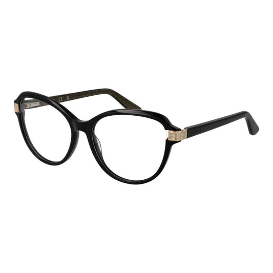 Alt Tag: Guess Black Women Glasses Frame, cat eye style, acetate material, full-rim design, black color, with branded case included.