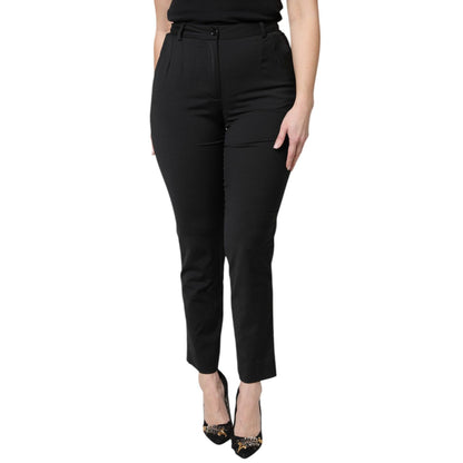 Dolce & Gabbana Black Polyester High Waist Slim Pants