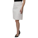 Dolce & Gabbana White High Waist Knee Length Pencil Skirt