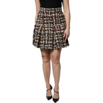 Dolce & Gabbana Multicolor High Waist Tartan Tweed Mini Skirt