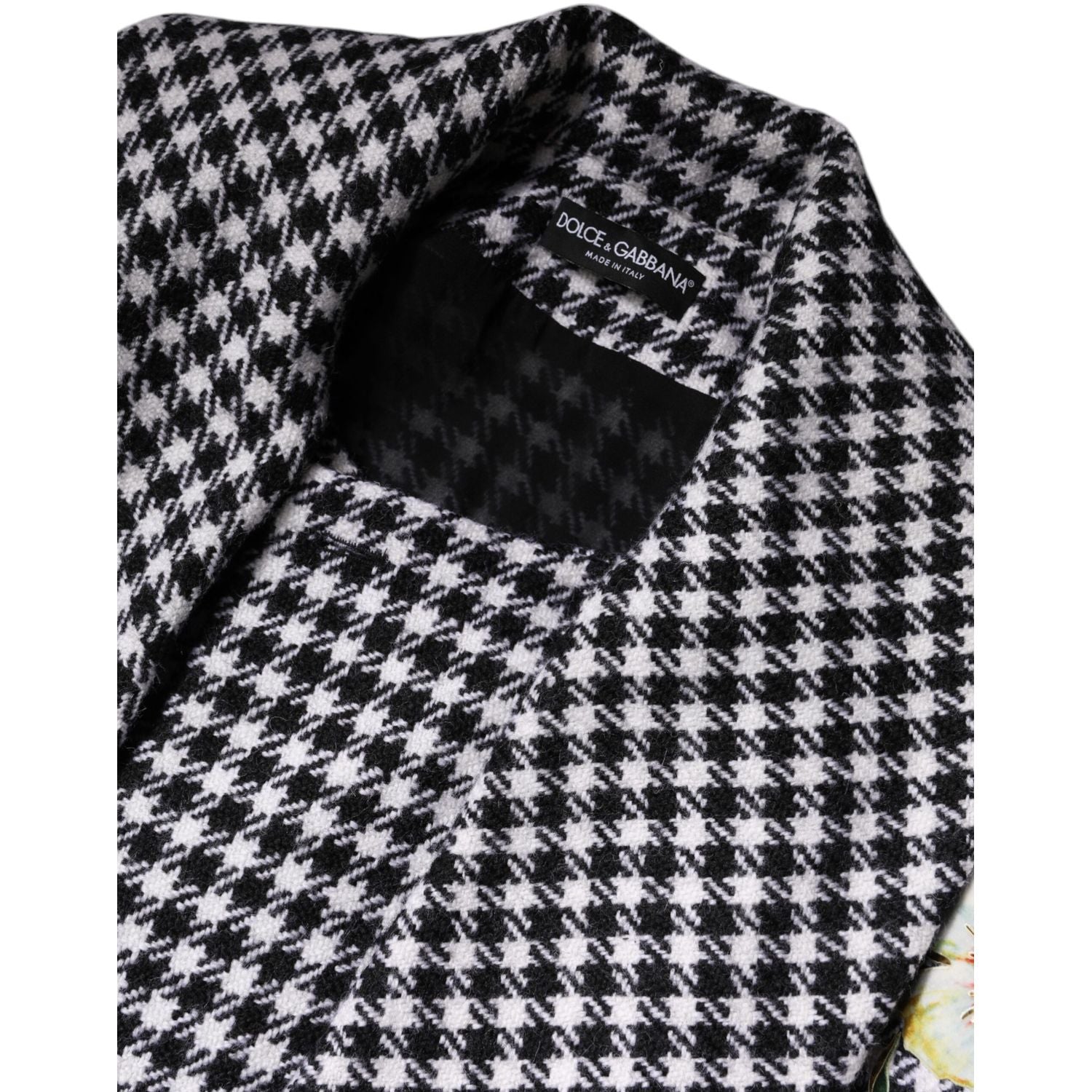 Dolce & Gabbana Black White Monochrome Patterned Floral Cape Jacket