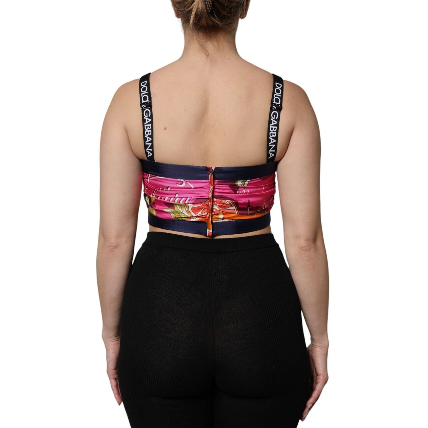 Dolce & Gabbana Multicolor Floral Sleeveless Bustier Cropped Top