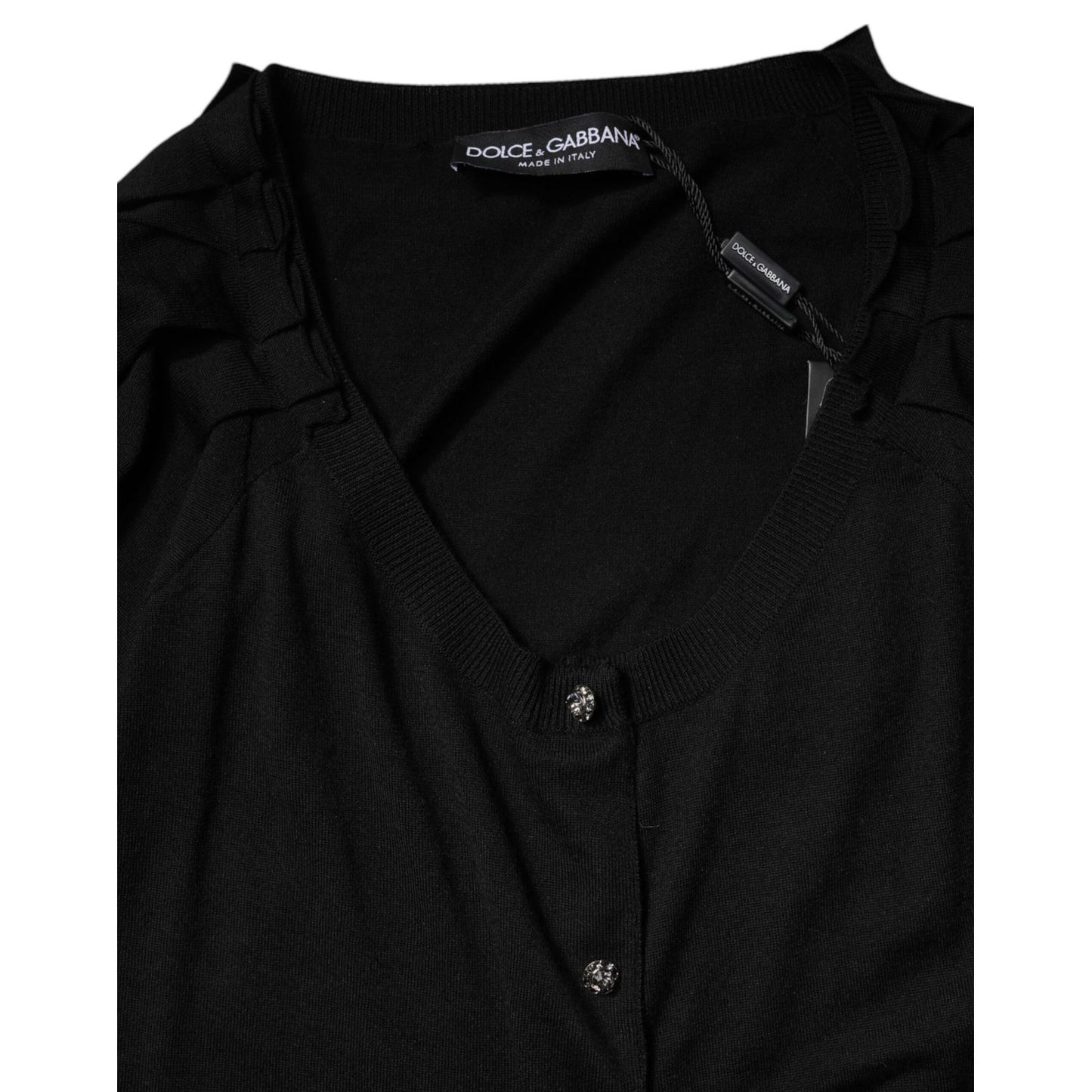 Dolce & Gabbana Black Button Down Short Sleeve Blouse Top