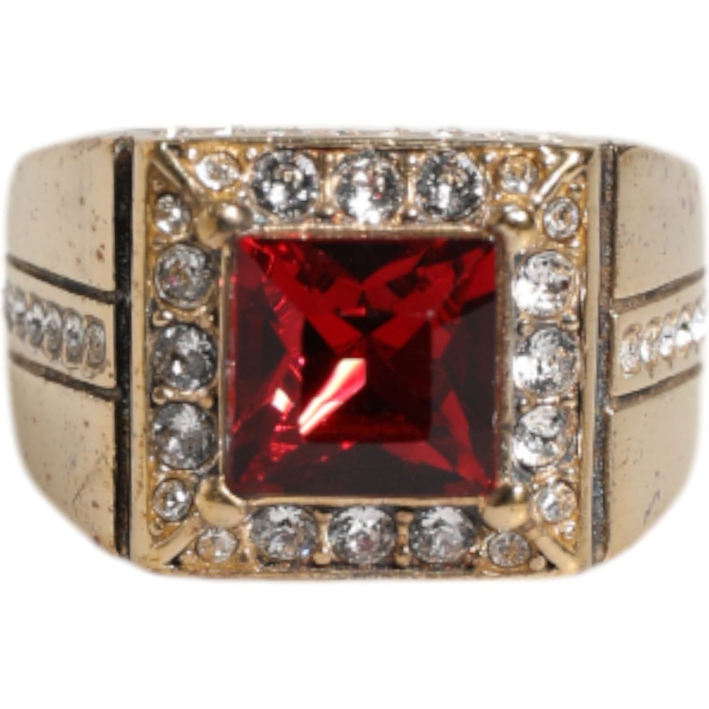 Dolce & Gabbana Gold Tone Sterling Silver 925 Crystals Ring