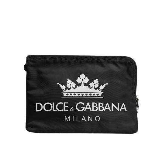 Dolce & Gabbana Black DG Milano Print Nylon Pouch Clutch Bag BAG4283