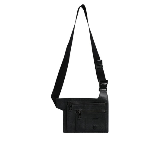 Dolce & Gabbana Black Calfskin Leather Messenger Crossbody Bag BAG4289