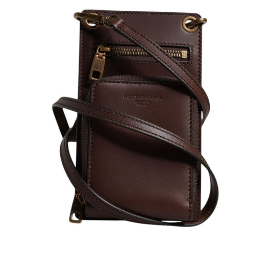 Dolce & Gabbana Brown Leather Neck Strap Cross Body Sling Bag BAG4291