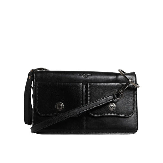 Dolce & Gabbana Black Leather Logo Purse Shoulder Crossbody Bag BAG4295