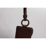 Dolce & Gabbana Brown Calf Leather Lanyard Logo Card Holder Wallet BAG4299