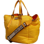 Dolce & Gabbana Yellow Orange Nylon Logo Plaque Hand Shoulder Duffle Bag BAG4350