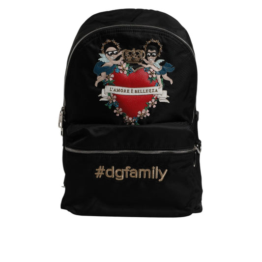 Dolce & Gabbana Black Nylon #DGFAMILY Embellished Backpack VULCANO Bag BAG4381