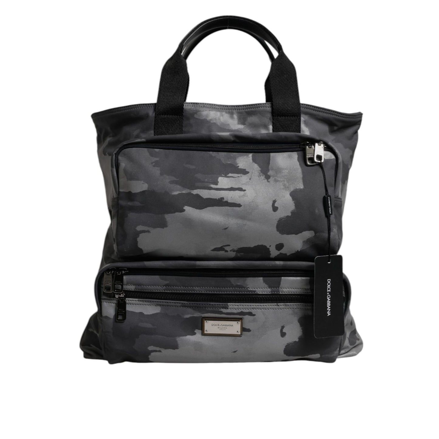 Dolce & Gabbana Black Camouflage Shoulder Strap Logo Plaque Bag