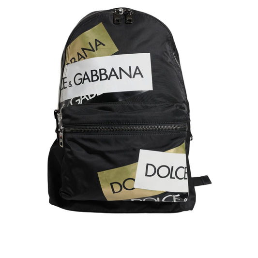 Dolce & Gabbana Black Logo Tape Polyamide School Travel Backpack Bag BAG4387