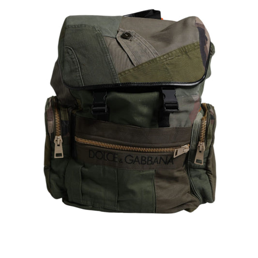 Dolce & Gabbana Military Green Patchwork Travel Backpack Bag BAG4475