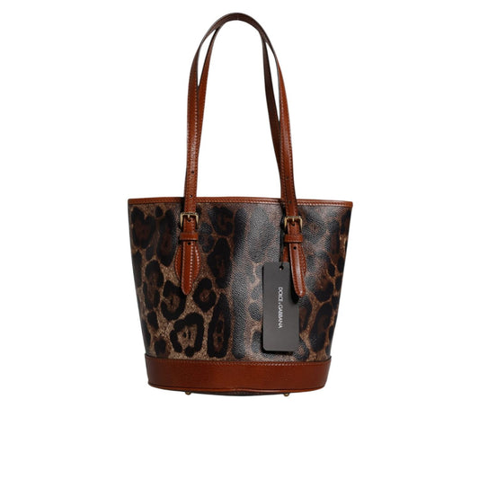 Dolce & Gabbana Brown Leopard Leather Shoulder Strap Tote Bag BAG4327