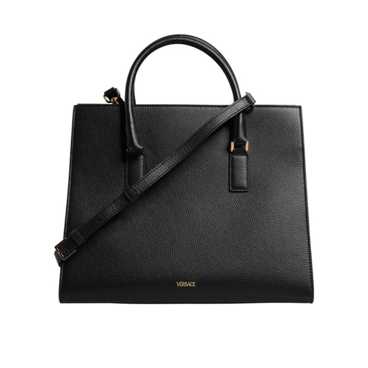 Versace Black Large Leather Top Handle Shoulder Crossbody Bag BAG4390
