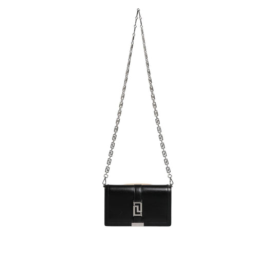 Versace Black Calfskin Leather Chain Strap Shoulder Crossbody Bag BAG4391