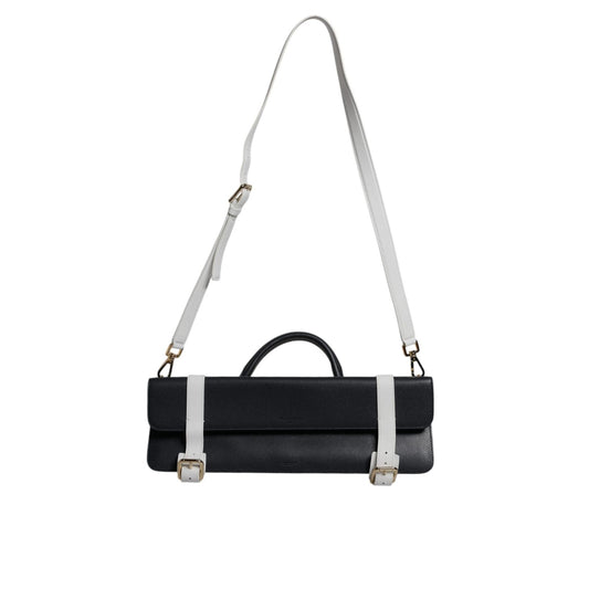 Dolce & Gabbana Blue White Calfskin Leather Crossbody Shoulder Bag BAG4395