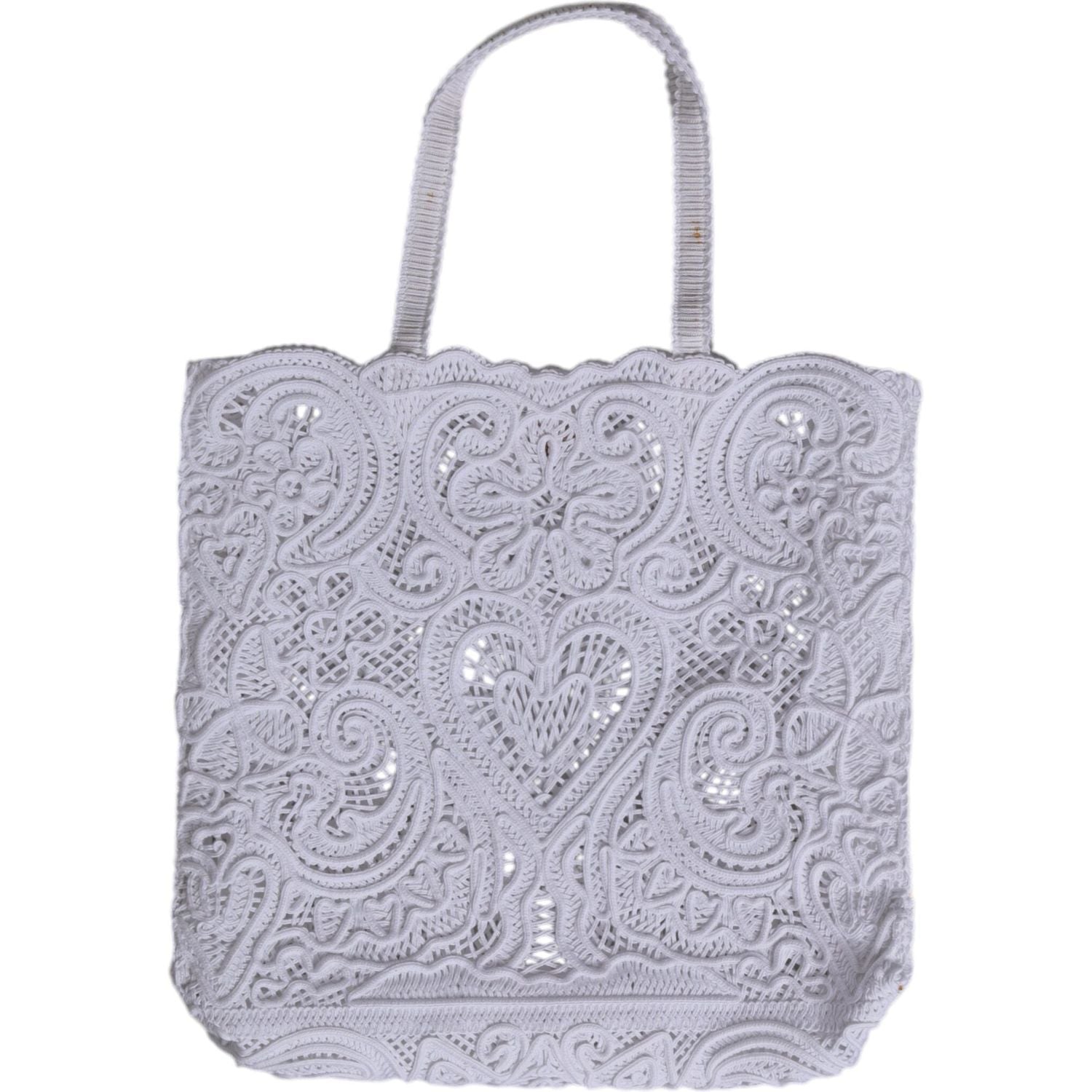 Dolce & Gabbana White Cordonetto Lace Beatrice Tote Shopping Bag