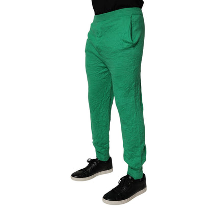 Dsquared² Green Cotton Elastic Waist Men Casual Pants