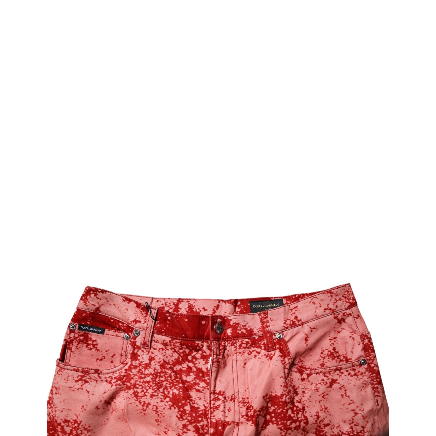 Dolce & Gabbana Red Tie Dye Cotton Skinny Men Denim Jeans